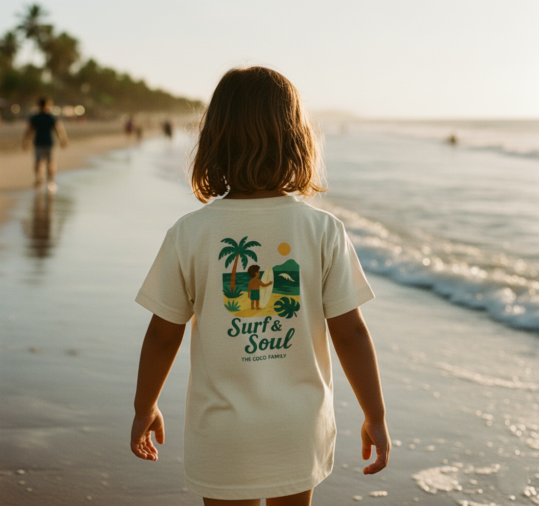 The Coco “Surf & Soul” Tee – Kids Edition (Natural Raw)
