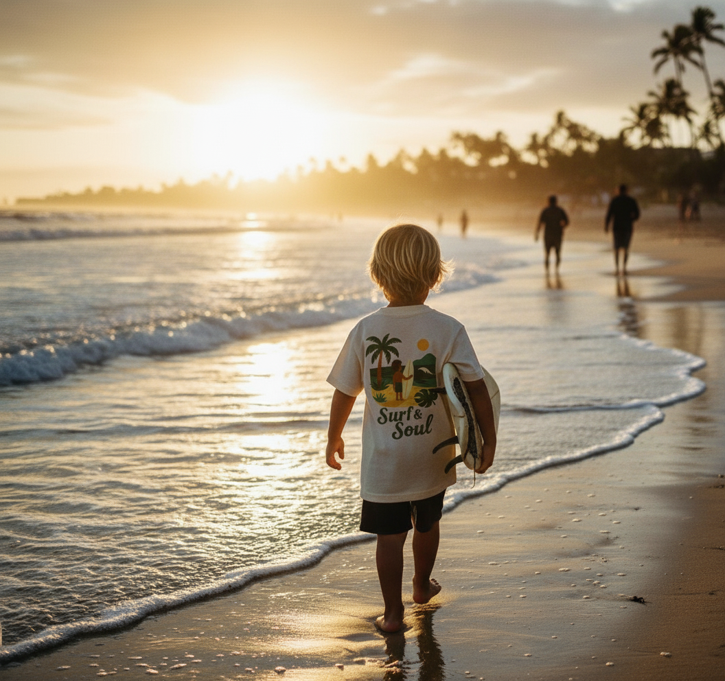 The Coco “Surf & Soul” Tee – Kids Edition (Natural Raw)